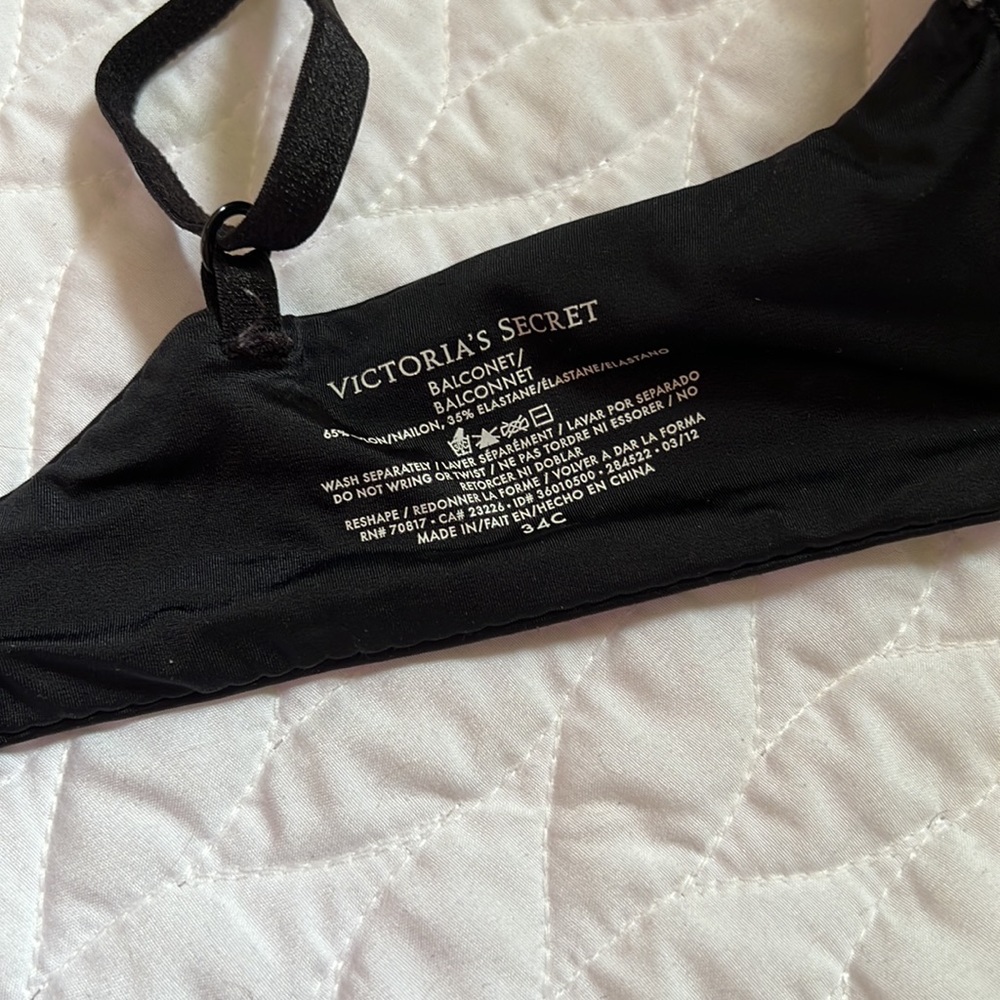 Victoria’s Secret Black & Leopard Print Balconet Bra - Size 34C - Picture 4 of 11